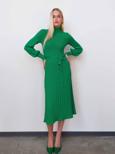 Maliin green merino wool dress