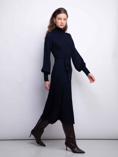 Maliin navy blue merino wool dress