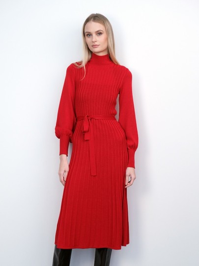 Maliin red merino wool dress