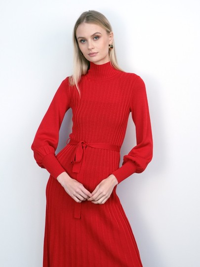 Maliin red merino wool dress