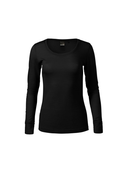 Ladies 100% merino wool long sleeved T-shirt 160/black