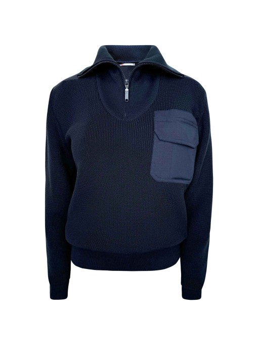 N-291 Naiste lühikese lukuga tumesinine vormidžemper