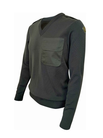 M-121 MEN'S OLIVE GREEN UNIFORM SWEATER WITH V-NECK