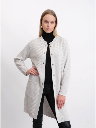 Mona merino wool light gray cardigan