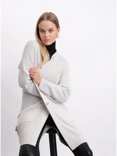 Mona merino wool light gray cardigan