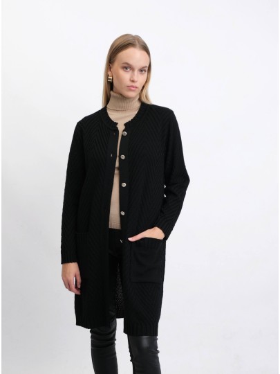 Mona merino wool black cardigan