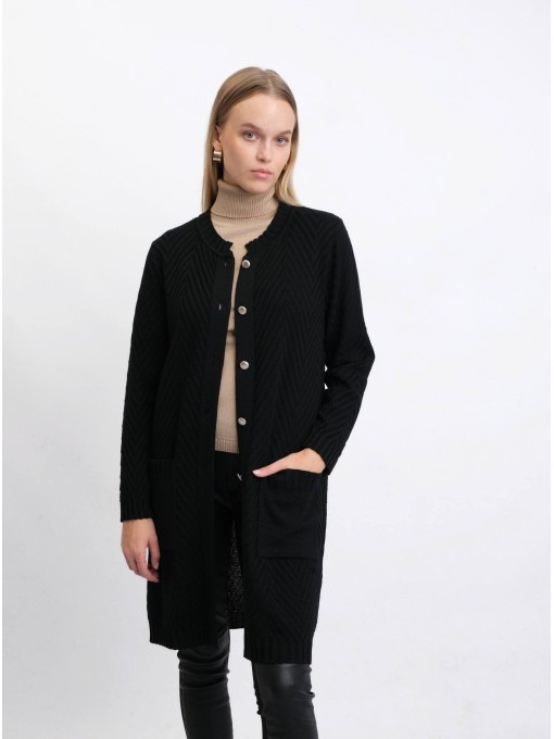 Mona merino wool black cardigan