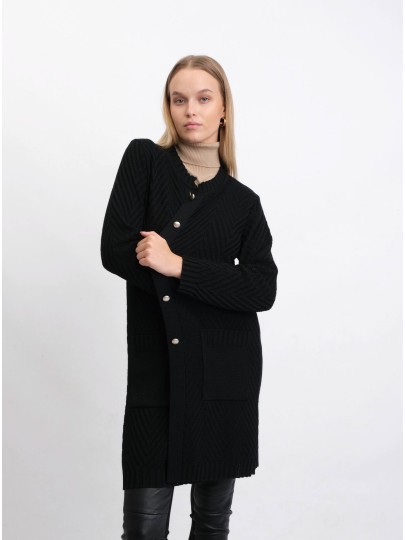 Mona merino wool black cardigan