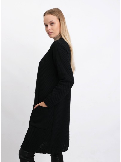 Mona merino wool black cardigan