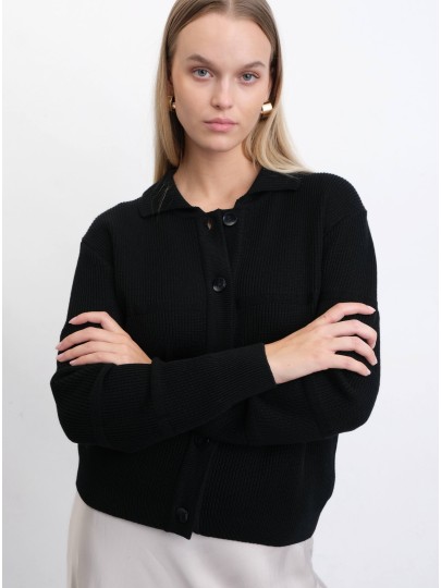Brimmy black merino wool cardigan