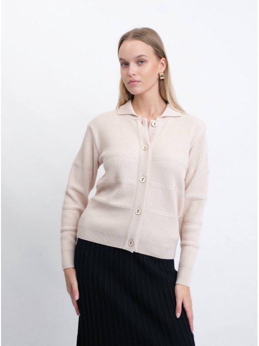 Brimmy beige merino wool cardigan