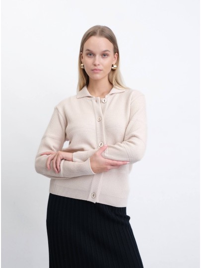 Brimmy beige merino wool cardigan