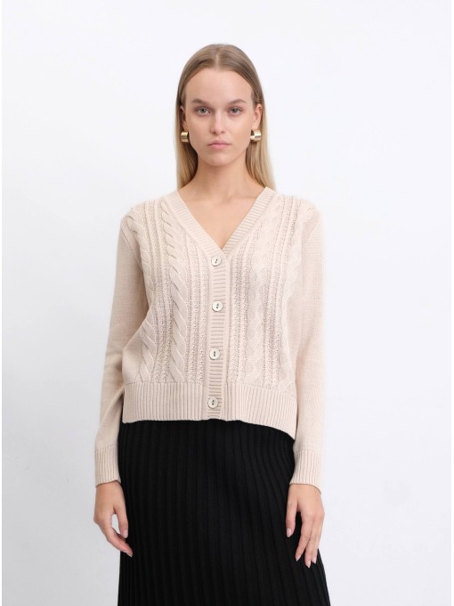 AMBER beež palmikutega kardigan