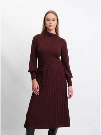 BALYN burgundy merino wool dress