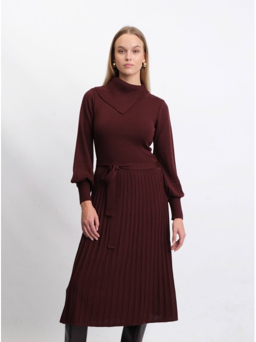 BALYN burgundy merino wool dress