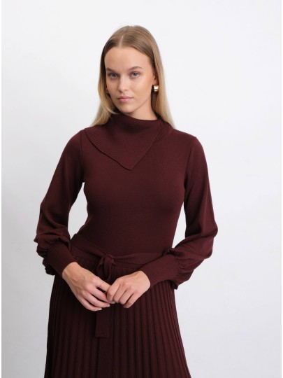 BALYN burgundy merino wool dress