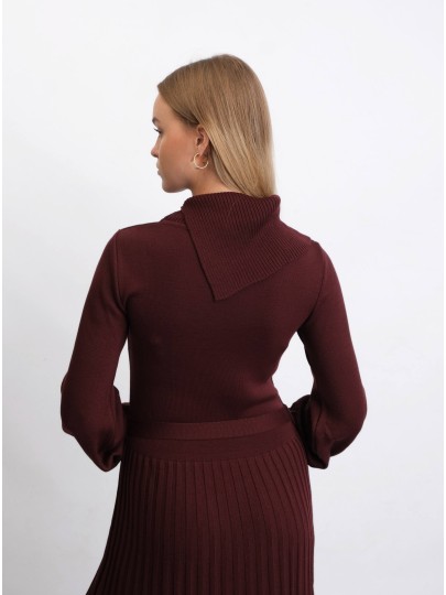 BALYN burgundy merino wool dress