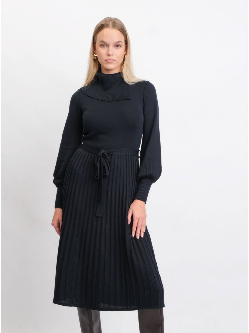 BALYN dark blue merino wool dress