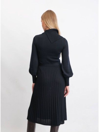 BALYN dark blue merino wool dress