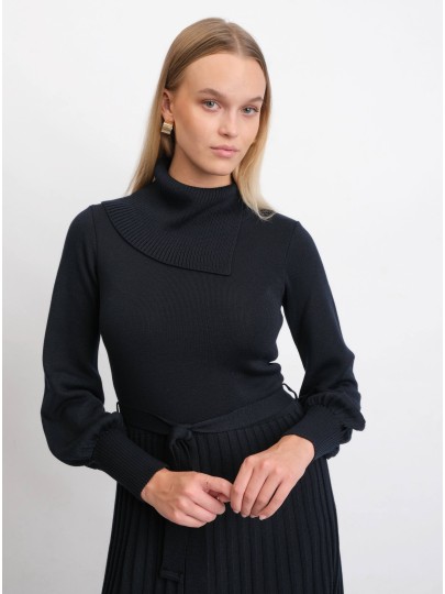 BALYN dark blue merino wool dress