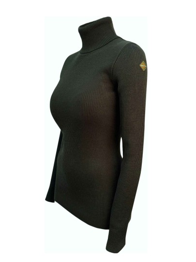 N-216 WOMEN'S HIGH-NECK OLIVE GREEN SWEATER