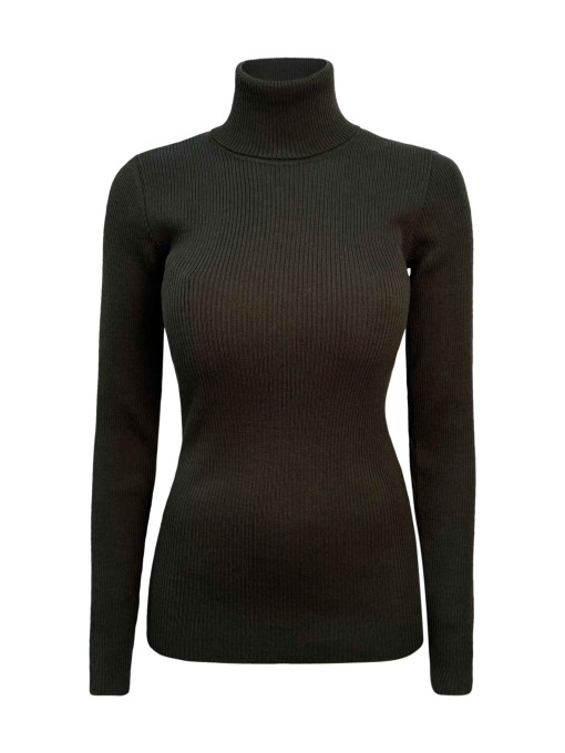 N-216 WOMEN'S HIGH-NECK OLIVE GREEN SWEATER