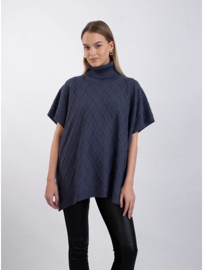MIINA merino wool poncho in light purple