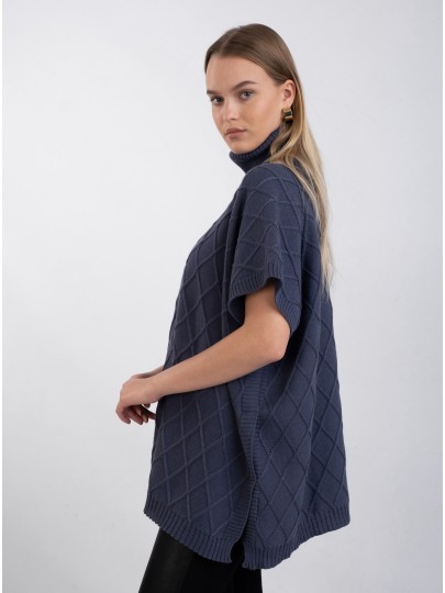 MIINA merino wool poncho in light purple