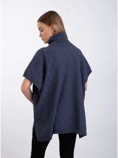 MIINA merino wool poncho in light purple