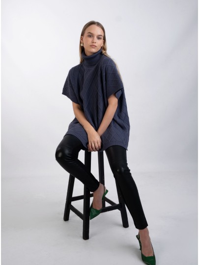 MIINA merino wool poncho in light purple