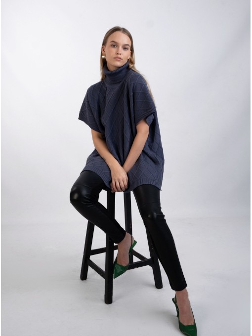 MIINA merino wool poncho in light purple