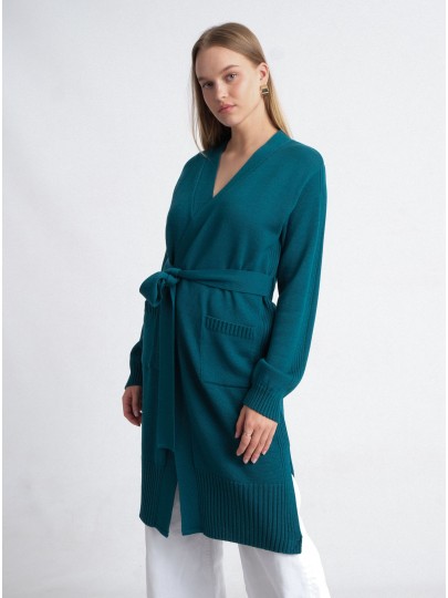Merino wool cardigan in sea green