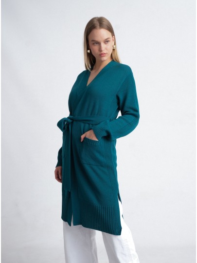Merino wool cardigan in sea green