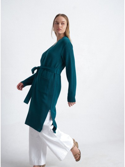 Merino wool cardigan in sea green