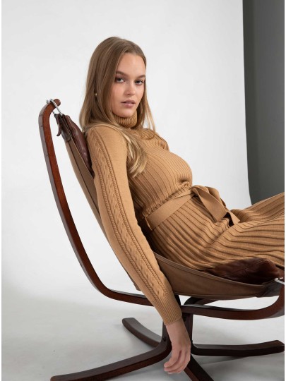 Balen beige merino wool dress