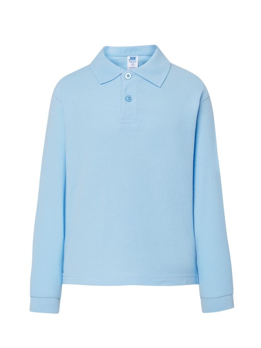 Children's Polo long sleeve straight cut / Sky-blue