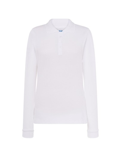 Ladies´polo with long sleeves / White