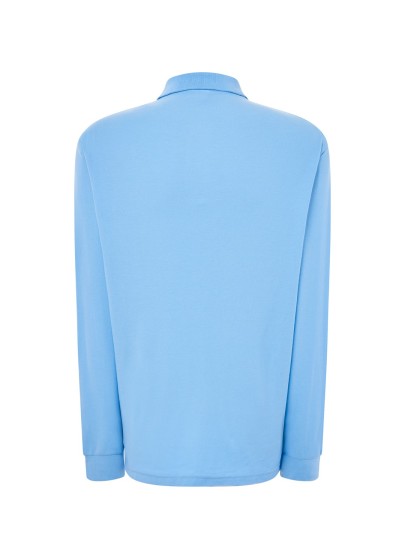 Polo shirt with long sleeves for men / sky-blue