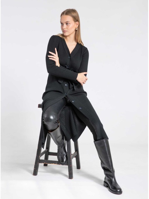 Olivia A dark green merino wool cardigan-dress