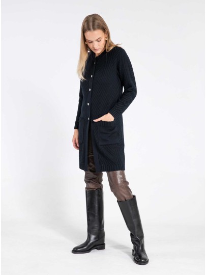 Mona merino wool navy cardigan