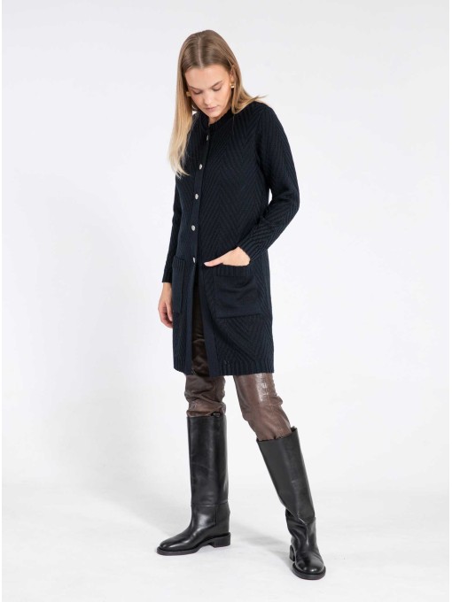 Mona merino wool navy cardigan