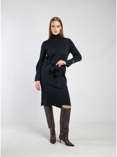 Berte navy blue merino wool dress