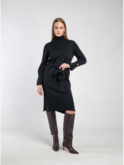 Berte navy blue merino wool dress