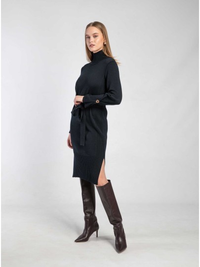 Berte navy blue merino wool dress