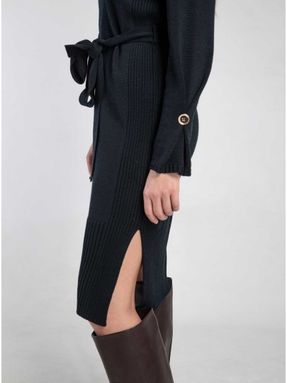 Berte navy blue merino wool dress