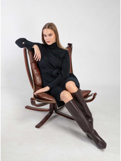 Berte navy blue merino wool dress