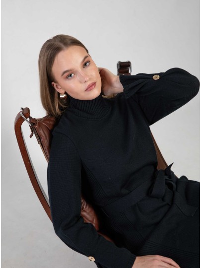 Berte navy blue merino wool dress