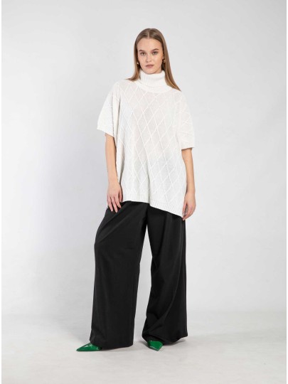 MIINA white merino wool poncho