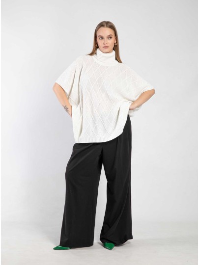 MIINA white merino wool poncho