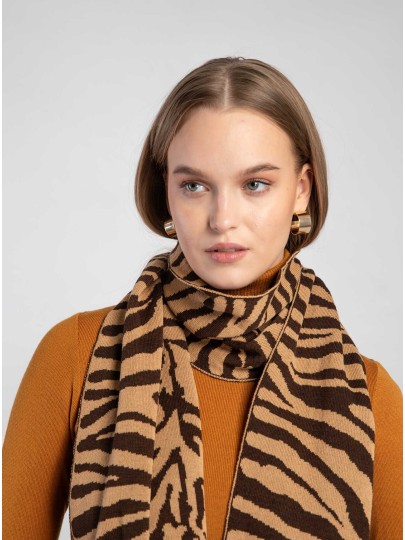 RINA zebra print merino wool scarf